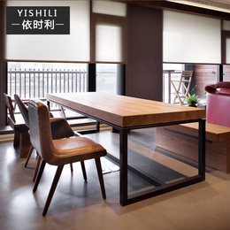 美式loft居家餐桌铁艺做旧全实木咖啡厅桌长方形6人8人小户型餐桌