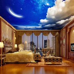 夜空背景墙天花板定制大型壁画墙纸 福施达 客厅卧室儿童房定做