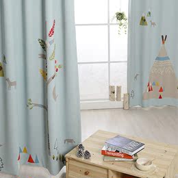 新款促销印第安帐篷遮光韩国官网同步卡通成品窗帘儿童卧室幼儿园