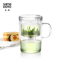 尚明S001玻璃茶杯茶壶茶具个人办公杯自动过滤泡绿茶水杯子飘逸杯