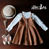 韩版 品质童装 女童 秋款 麂皮绒背心裙吊带裙 连衣裙 小洋裙