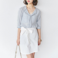 韩国东大门新款OL气质显瘦时尚休闲衬衫+中裙两件套套装女潮