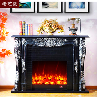 1.5米黑色壁炉 美式壁炉装饰取暖电视柜 装饰柜 LED仿真火壁炉