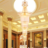 新中式复式楼客厅水晶吊灯大气现代酒店别墅楼梯长吊灯具奢华创意