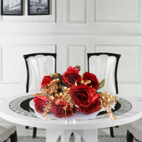 欧式金边玫瑰金珠大玫瑰插花材料家居装饰品假花绢花人造花