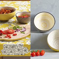 出口英国浮雕印花陶瓷8寸大碗 时尚印花拉面汤碗水果蔬菜沙拉碗