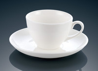 酒店餐具批发镁质白瓷欧美式陶瓷咖啡杯子150毫升有耳杏式杯大小