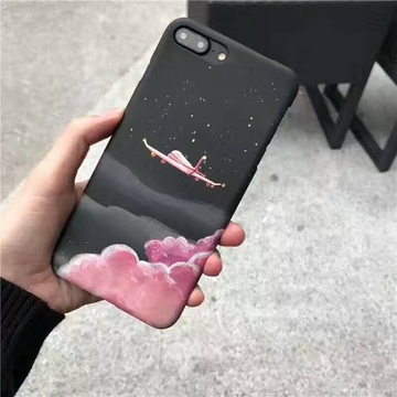 粉色飞机华为P10硬壳iPhone6p/7plus创意个性手机壳4.7寸潮女款