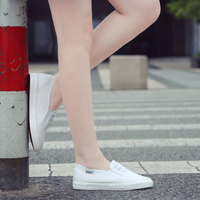 春夏白色帆布鞋女平底护士鞋懒人鞋平跟休闲鞋学生韩版布鞋小白鞋