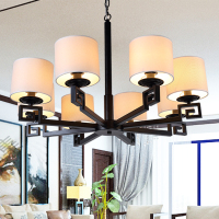 简约现代铁艺新中式吊灯客厅灯布艺餐厅灯具创意仿古时尚卧室促销