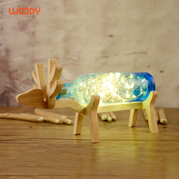 创意LED台灯woody手工气泡玻璃小鹿灯夜灯北欧送男女生日礼物礼品