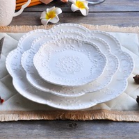 欧式陶瓷水果盘纯白色浮雕婚庆三层蛋糕盘多层西餐盘家用点心盘子