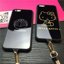 叮当猫凯蒂猫iPhone6s全包挂绳手机壳苹果6s plus三星note4软壳