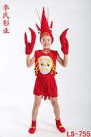 六一儿童表演服装海底世界海洋生物动物服龙虾演出服饰小红虾表演