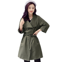 2016秋韩版气质女装修身英伦风衣中长款双排扣外套女显瘦