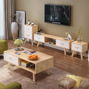 北欧实木电视柜简约茶几组合日式现代卧室小户型电视机柜地柜