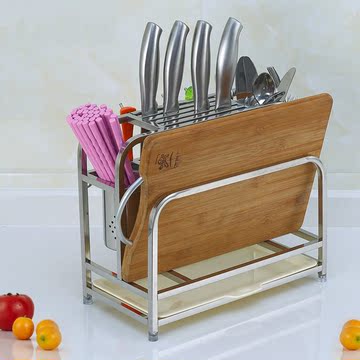 厨房用品304不锈钢多功能菜刀架砧板架刀架刀座筷子筒菜板收纳架