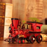 铁艺火车头摆件 复古蒸汽火车头模型 金属工艺品纯手工铁艺工艺品