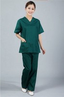 男女洗手衣短袖手术衣护士服分体套装纯棉刷手墨绿紫色包邮