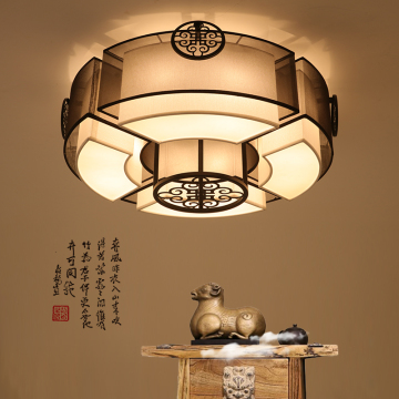 新中式铁艺吸顶灯 现代圆形书房餐厅led大气客厅灯温馨卧室灯具