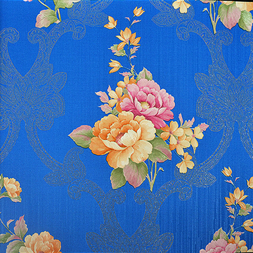 亮蓝色玫瑰花美容院壁纸花店婚房服装店墙纸背景墙天蓝色花朵H