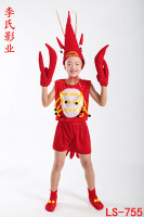 2017儿童动物表演服小龙虾海底世界演出小红虾演出服幼儿园表演服