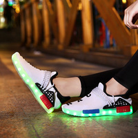 春夏LED七彩灯光鞋网布男鞋USB充电运动亲子鞋夜光闪光跑步女鞋潮