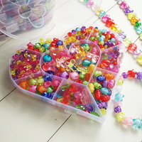 儿童串珠玩具DIY手工穿珠子女孩手链项链制作材料爱心盒装水晶珠