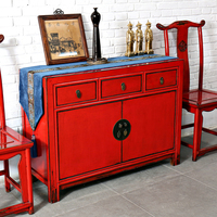 新中式复古仿古实木红漆餐边柜鞋柜玄关柜储物柜走廊柜多用柜
