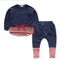 男童秋装套装2016新款条纹长袖长裤两件套韩版中小童加厚卫衣