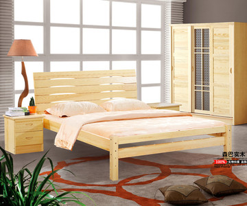 全实木床武汉环保全松木床1.8米单双人床单体简易出租房用特价床