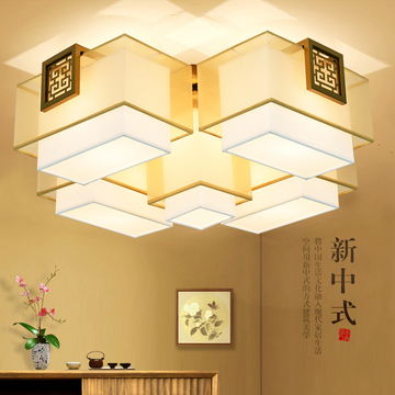 现在新中式吸顶灯 大气长方形led客厅灯创意温馨卧室书房餐厅灯具
