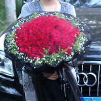 99朵红玫瑰鲜花速递北京同城花店圣诞生日求婚约会情人节送花全国