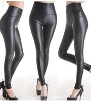 2017新款 欧美时尚紧身性感闪亮金属弹性高腰黑色绑腿皮裤打底裤