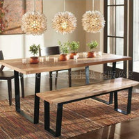 美式复古铁艺实木餐椅餐桌椅组合 长方形餐桌餐台咖啡餐厅桌椅