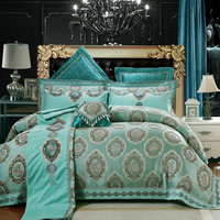 欧美式奢华床上用品多四六七八十件套绿色全棉床盖样板间展厅房