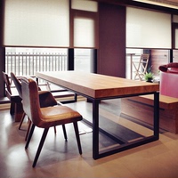 定做简约美式复古纯实木咖啡桌椅餐桌工作台会议桌电脑桌茶几定制