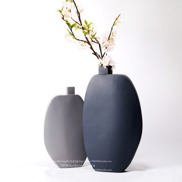 花瓶花器摆件 北欧简约创意秀色人生花瓶灰色仿水泥质感个性罐子