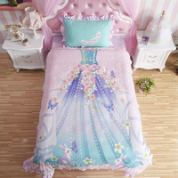 全棉卡通芭比公主女孩床上用品三四件套1.5m纯棉被套床单床笠床品