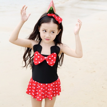 韩版新款儿童泳衣可爱波点中小童女童游泳衣宝宝比基尼米妮泳装夏