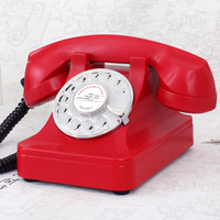老式电话机旋转拨盘仿古电话复古电话机座机红色创意电话特价包邮