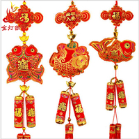 新年中国结财神挂鞭炮挂件 春节福包鱼装饰品 过年喜庆挂饰