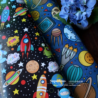 新款卡通太空旅行礼品礼物包装纸男孩包书皮纸diy手工纸背景纸