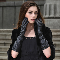 冬季绒保暖加长女士真皮手套修型走秀长款过肘手臂套女式触屏手套