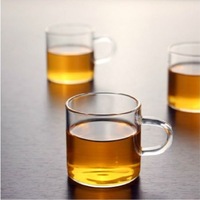 新款加厚耐热玻璃茶具直筒小杯花茶杯咖啡杯带把玻璃杯180ml吹制