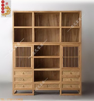 原木书柜展柜简易置物架实木简约老榆木免漆自由组合中式书橱正品