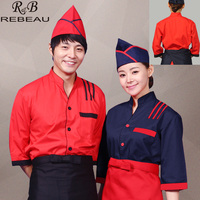 夏款短袖男女厨师服后厨厨房餐厅餐饮工作服可定制REBEAU韩国品牌