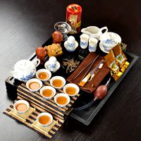 茶壶茶杯茶具套装组合茶道陶瓷功夫茶具整套家用排水实木茶盘特价