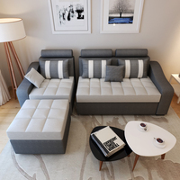 简易布艺小户型田园客厅现代双人储物多功能拆洗折叠三人沙发床