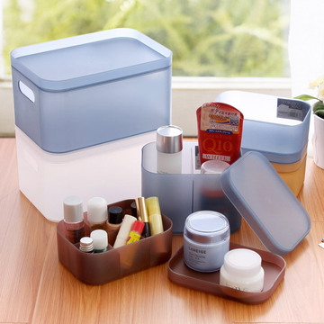 加厚塑料有盖化妆品收纳盒 自由组合桌面杂物整理盒储物盒